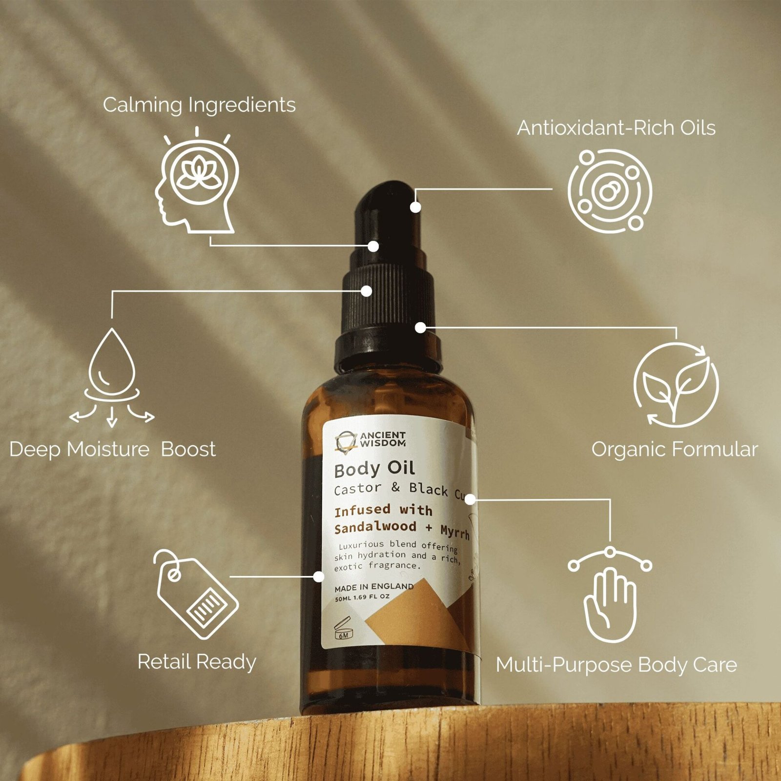 Aceite Corporal Orgánico Sándalo y Mirra 50ml - Imagen 3