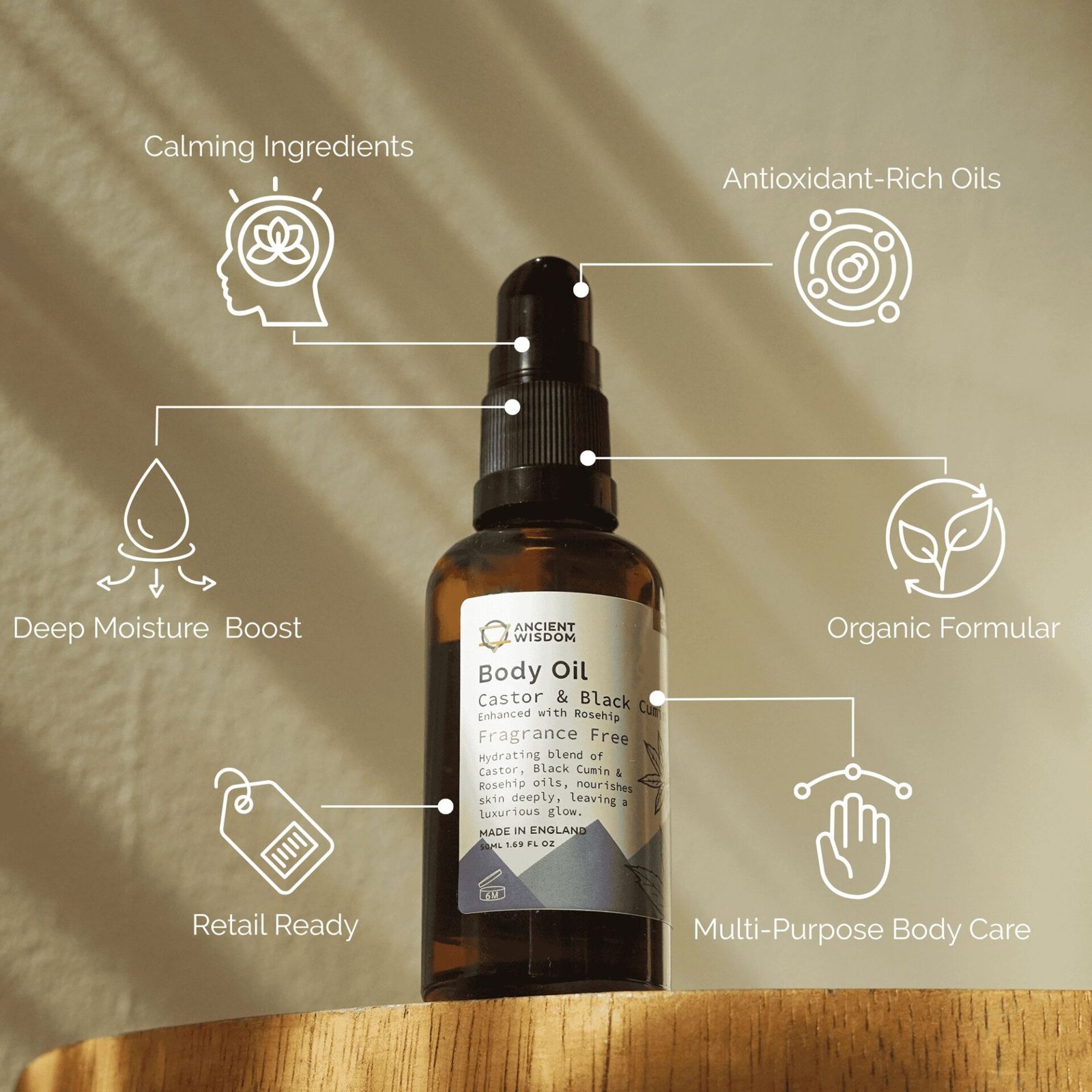 Aceite Corporal Orgánico Rosa Mosqueta 50ml · Sin Fragancia - Imagen 2