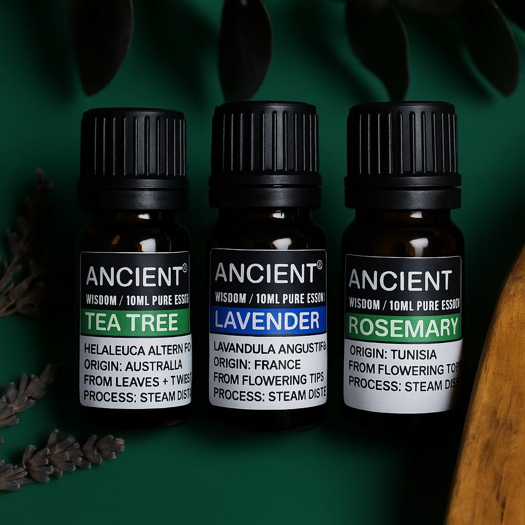 Set 3 Aceites Esenciales · Lavanda, Árbol de Té y Romero 10ml