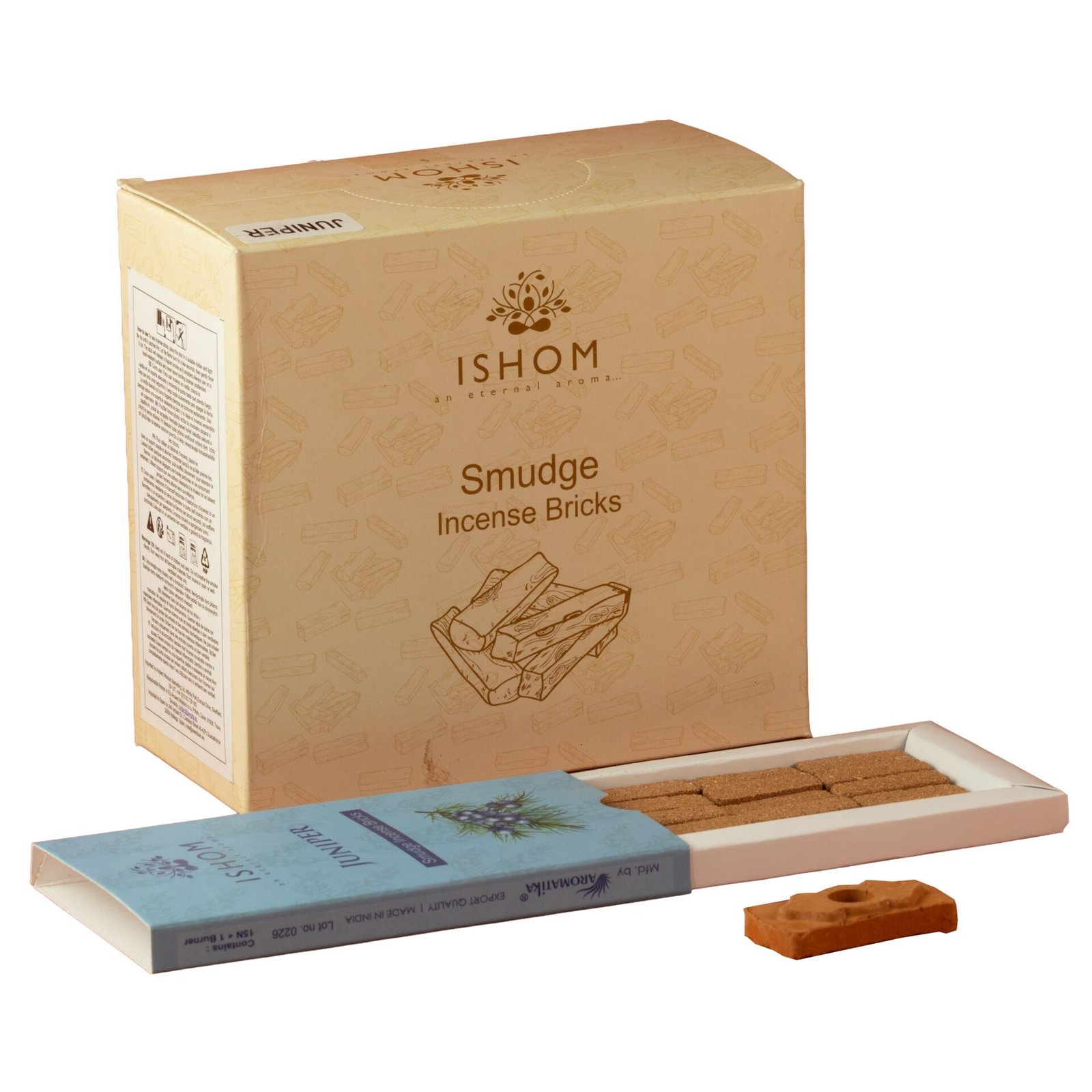 Ladrillos de Incienso Smudge de Enebro con Quemador · Pack de 15