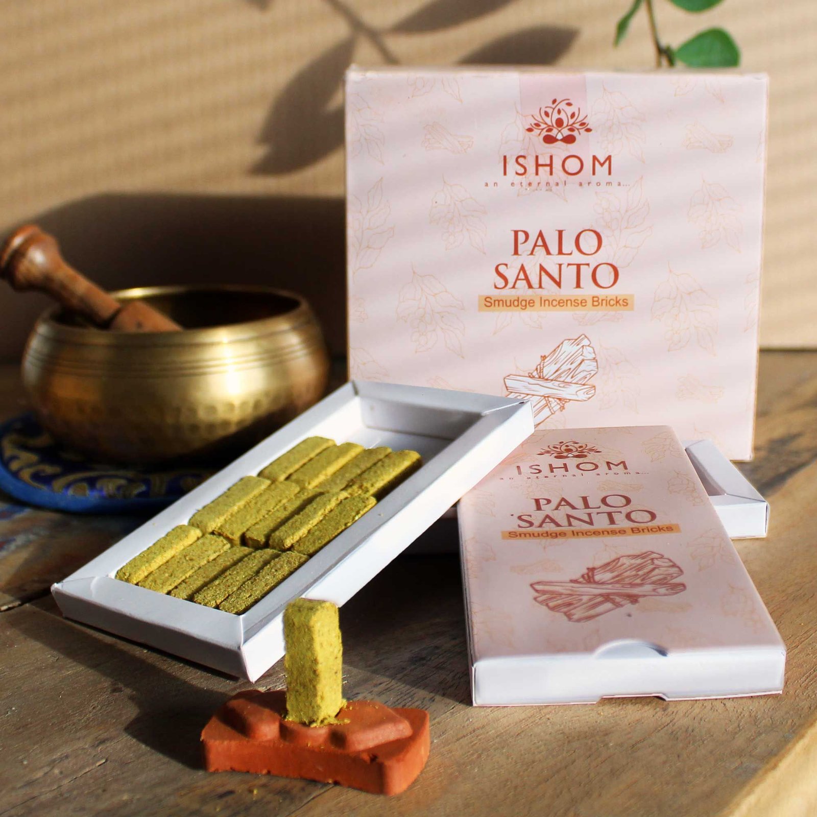 Ladrillos de Incienso Smudge de Palo Santo con Quemador · Pack de 15