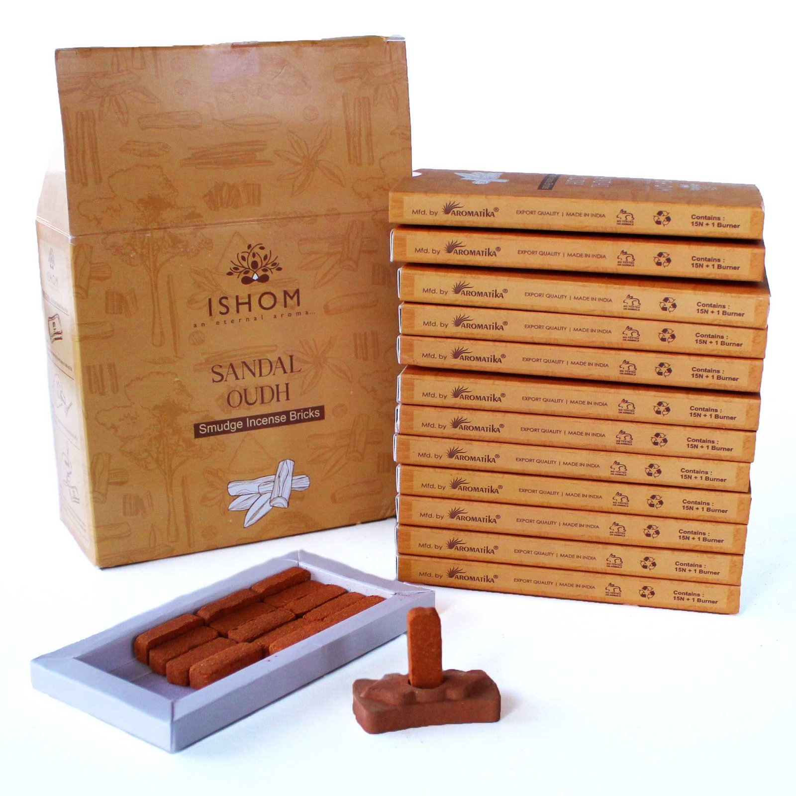 Ladrillos de Incienso Smudge de Sándalo con Quemador · Pack de 15 - Imagen 2