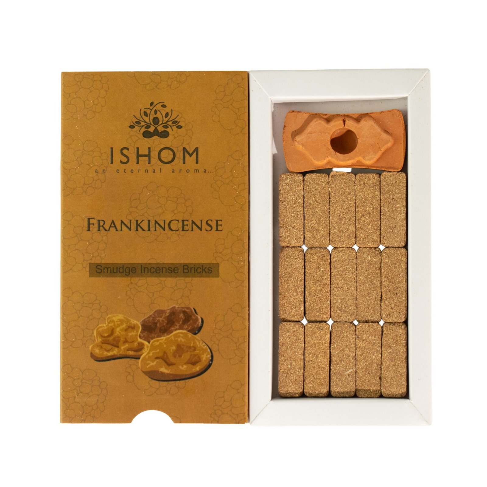 Ladrillos de Incienso Smudge de Olíbano con Quemador · Pack de 15